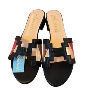 Avanti Black Hand-Crafted Women's Slide Sandals. Very Sharp Looking.